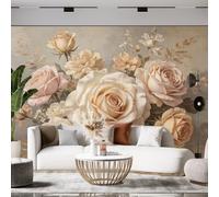Papier Peint À Motif De Roses Roses 159 × 280 Cm Intissé Grand Format Style Vintage Champagne Fresque Murale Florale Art Floral Moderne Affiche Tableau Pour Salon Chambre D'Enfant Rose Rose 159