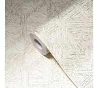 Papier Peint À Motif Graphique Avec Design En Bois - Beige, Métallique