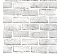 Papier peint - Adhésif amovible - Effet brique blanche - Vinyle durable - 45 cm x 10 m
