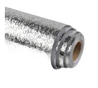 Papier Peint Adhésif Effet Aluminium Argenté 60x900cm - Film PVC Imperméable et Résistant à l'Huile pour Cuisine et Meubles