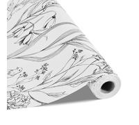 VEVOR Papier Peint Adhésif Mural, 45 cm x 10 m, Rouleau Papier Peint Autocollant Vinyle, Motif Floral Botanique Blanc, Imperméable, pour Revêtement Mural, dans Chambre, Cuisine, Salle de Bain, Bureau