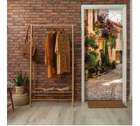 Papier Peint Adhesif Porte 3D Reu Romantique (91x211 cm) pour Chambre Salon Photo Non Tissé Muraux Moderne Trompe l'oeil