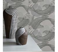 Papier Peint Animaux Guiseppina M1-No.1592 Gris Blanc Poisson