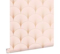 Papier peint art déco rose clair et or rose - ESTAHOME - Urban city - Intissé certifié FSC - 0,53 x 10,05 m