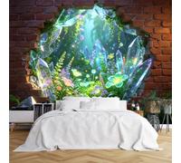 Papier peint autocollant 3D en forme de brique brisée - Motif forêt florale - Sans PVC - Amovible - Pour chambre à coucher, salon