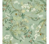 Papier peint autocollant à motifs floraux - Feuilles et fleurs - Vert clair - 40 cm x 12 m
