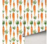 Papier Peint Autocollant Papier Adhesif pour Meuble Vinyle Imperméable | Auto-Adhésif Autocollant Amovible PVC Decoratif Chambre,Salon,Salle de Bain,Toilette Chambre Armoir,Carottes Oranges Vertes