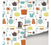 Papier Peint Autocollant Papier Adhesif pour Meuble Vinyle Imperméable | Auto-Adhésif Autocollant Amovible PVC Decoratif Chambre,Salon,Salle de Bain,Toilette Chambre Armoir,Orange Vert Marron