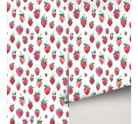 Papier Peint Autocollant Papier Adhesif pour Meuble Vinyle Imperméable | Auto-Adhésif Autocollant Amovible PVC Decoratif Chambre,Salon,Salle de Bain,Toilette Chambre Armoir,Fraise Rouge