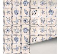 Papier Peint Autocollant Papier Adhesif pour Meuble Vinyle Imperméable | Auto-Adhésif Autocollant Amovible PVC Decoratif Chambre,Salon,Salle de Bain,Toilette Chambre Armoir,Modèle Océan Bleu