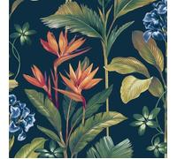 Papier Peint - BELGRAVIA - Oliana - Floral - Marine - 10m x 53cm - Finition Mat