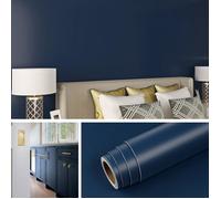 Papier Peint Bleu Nuit Imperméable Papier Peint Adhesif Mural Chambre Papiers Adhesif pour Meuble Bleu Marine Vinyle Adhésif 40CMx2M