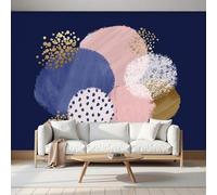 Papier Peint Blocs De Couleurs Irréguliers, Papier Peint xxl Style Morandi, Mural Decoratif Pour Salon Chambre Bureau, Décoration Murale, Poudre De Pâte De Haricots Rouges Bleu Marine 350 x 256cm