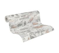 Papier Peint Brique Elements A.S. Création Papier peint intissé - 10,05m x 0,53m - Gris Blanc Rouge Fabriqué en Allemagne 369292 36929-2