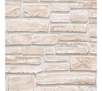 Papier peint brique pierre imitation Tapisserie 662125 66212-5 A.S. Création Dekora Natur 6 | Beige/Crème | Rouleau (10,05 x 0,53 m) = 5,33 m²