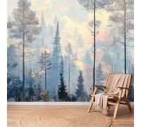 Papier Peint Brume Forêt Nuage, 300 x 210 cm Facile à nettoyer Mural | Multicolore Papier Peint Intissé Panoramique pour Chambre Salon Bureau Decoration Murale, Paysage Moderne Non collé Mural