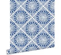 papier peint carreaux de ciment bleu foncé 53 cm x 10.05 m - ESTAhome