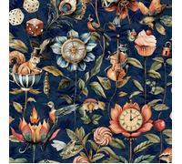 Papier peint créatures curieuses bleu marine World of Wallpaper 50472