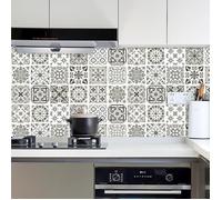Papier Peint de carrelage Auto-Adhésif 50X100Cm Peel And Stick Stickers Carrelage Cuisine Dosseret, Autocollant Muraux Étanche Décor