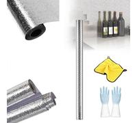 Papier peint de cuisine résistant à l'huile en feuille d'aluminium, résistant à la chaleur, à décoller et à coller pour plans de travail de cuisine, armoires, carreaux et zones de cuisson (A, 40 x 990