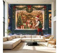 Papier peint de Noël pour vitrine de magasin de cadeaux de Noël | Grand papier peint autocollant amovible pour salon, chambre à coucher, bureau