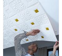 Papier peint de plafond de grande taille 70x70cm, 10 pièces, brique 3D, autocollants muraux imperméables en mousse, décoration murale d'auto-dive Green