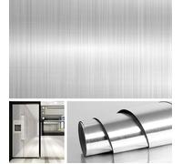 Papier Peint en Acier Inoxydable Effet Nickel Brossé Imperméable Résistant à l’Huile Crédence Adhésive pour Cuisine 40CM*2M