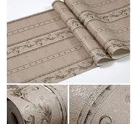 Papier peint en PVC de style européen - Motif floral damassé - Sculpté en 3D - Pour chambre, salon, canapé, fond TV, magasin, restaurant, hôtel - 1.73 'W x 32.8' L Non Encollé - Marron foncé B