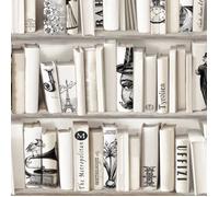 Papier peint Encyclopédies - Muriva - Imitation bois - 10m x 53cm - Crème / Gris