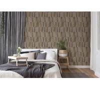 Papier Peint Ethnique Avec Effet Métallique Et Bois - Marron, Gris