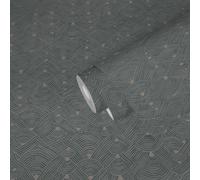 Papier Peint Ethnique Design Avec Effet Panier - Bleu, Gris, Beige