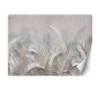 Papier Peint - Feeby - Motif Feuilles de palmier gris 3D - 350x245 cm - Entoilage 130g/m2 - Intérieur