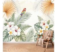 Papier Peint Fleurs Plante Oiseau, 150 x 105 cm Facile à nettoyer Mural | Multicolore Papier Peint Intissé Panoramique pour Chambre Salon Bureau Decoration Murale, Tropical Moderne Non collé Mural