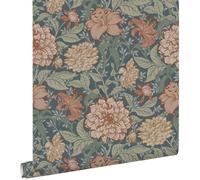 papier peint fleurs vintage bleu gris 53 cm x 10.05 m - ESTAhome