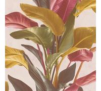 Papier peint floral Profhome 378622-GU papier peint intissé légèrement texturé avec un dessin floral mat rouge jaune brun blanc crème 5,33 m2