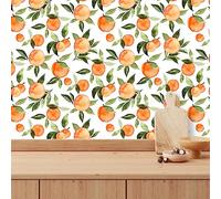 Papier Peint Fruits Verts Oranges Papier Peint Adhesif Mural Imperméable Papier Adhesif pour Meuble Chambre Salon Cuisine Decoration Vinyle Papier Autocollant pour Meuble 2P (40x250cm)