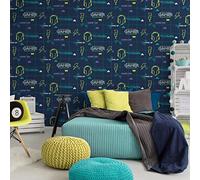 Papier Peint Gamer Marine/Jaune Fluo Holden 13310