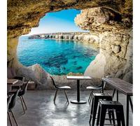 Papier Peint Grotte mer 3D Soie Décoration Murale XXL Poster Trompe l oeil Tableaux Muraux pour Salon Chambre Toile 400x280cm