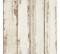 Papier Peint Imitation Bois Flotté | Intissé Blanc 36893-1 | Pour Couloir Étroit et Sombre & Cuisine - Pas Cher