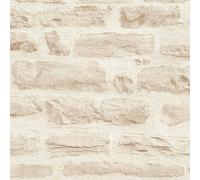A.S. Création papier peint intissé style maison de campagne en beige, crème - papier peint effet pierre naturelle authentique 10,05 m x 0,53 m - 355803