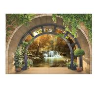 Papier Peint Intissé 3D Forêt 254x184 cm Cascade Fenêtre Paysage Nature Salon Photo Non Tissé Muraux Moderne Trompe l'oeil