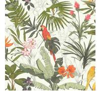 Papier peint intissé 689907 papier peint Botanical jungle 53 x 1005 cm Rasch Selection orange vert blanc rouge