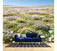 Papier Peint Intissé À Motif De Fleurs Sauvages Des Prairies Papier Peint 3D Pour Salon Paysage Naturel Fresque Murale Panoramique Tapisserie Murale Personnalisée Décoration Intérieure Non Auto