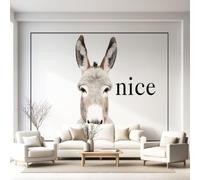 Papier Peint Intissé Âne Mot Nice De Portrait Animal Alphabet Minimaliste Moderne Panoramique Fresque Murale, Papier Peints Panoramique Pour Salon Chambre Fond Tv Décoration -450x315cm Facile À Poser