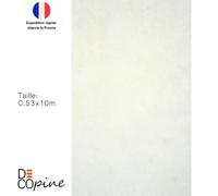 Papier Peint Intissé Blanc - Décor Floral 3D Embossé - 0,53 x 10 m - Sans Colle - Style Élégant