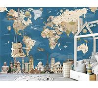 Papier peint intissé Carte du monde vintage 400x280 cm -8 pièces 3D Murale Poster Tableaux XXL Photo Muraux pour Chambre art mural Salon Tableaux Tapisserie Muraux Décoration Murale