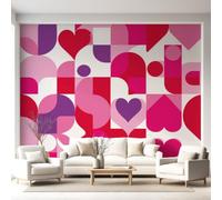 Papier Peint Intissé Cercle Carré Couleur Moderne Mid-Century Abstrait Géométrique Composition Panoramique Fresque Murale, Papier Peint Panoramique Salon Chambre Fond TV Décoration - 350x256cm