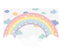 Papier Peint Intissé Chambre Enfant Fille 254x184 cm Arc en ciel Nuages Panoramique Étoiles Photo Non Tissé Muraux Trompe l'oeil