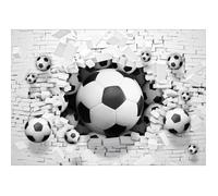 Papier Peint Intissé Chambre Enfant Garcon 312x219 cm Football Moderne Photo Non Tissé Muraux Trompe l'oeil