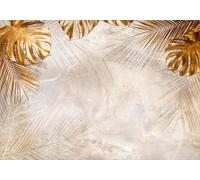 Papier peint intissé feuilles tropicales 450 x 315 cm Papier peint mural XXL Monstera feuilles de palmier dorées b-C-0788-a-a